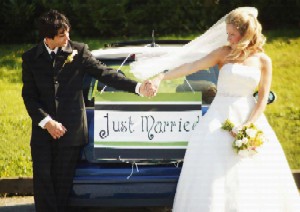 Just-married couple